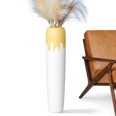 Imagem de Rocendlor Vaso de chão de 69,8 cm para decoração de casa - Vaso alto para sala de estar, quarto, escritório - Vasos altos minimalistas elegantes para hastes grandes secas, grama dos pampas, ramos