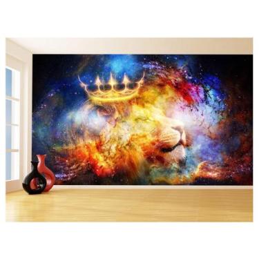 Imagem de Papel De Parede 3D Animais Leão Rosto Estrelas 3,5M Anm452 - Você Deco