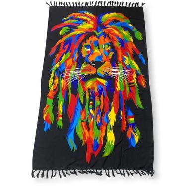 Imagem de Canga e Saída de Praia Poliéster Estampa Leão Rastafari - Sarat Moda I