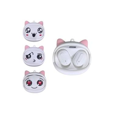 Imagem de Fone Ouvido Auricular Bluetooth Sem Fio Muda Face com Cordão (Gatinho Branco)