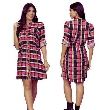 Imagem de Camiseta Blusa Xadrez Country Longa Feminina Adulta São João - Fantasi