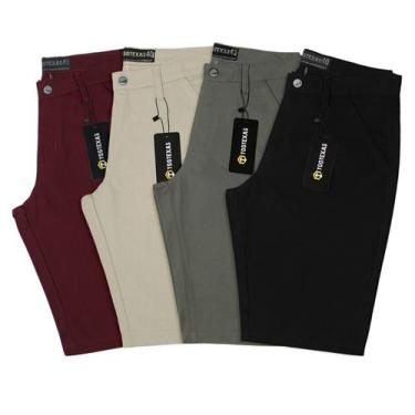 Imagem de Kit 4 Bermuda Masculina Sarja Casual Revenda Atacado - Tootexas, Vinho