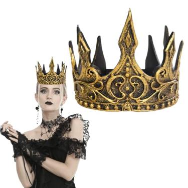 Imagem de Tiara de coroa de espuma dourada real de Halloween, rainha, rei, coroa, cosplay e lembrancinha de festa para baile de máscaras de Halloween, acessórios de cabelo para cosplay medieval