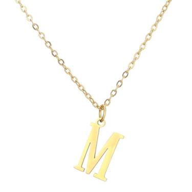 Imagem de SHE LIAN Colar com pingente personalizado com letra inicial delicada e delicada para presentes femininos, Small, Aço inoxidável, Sem Pedra Preciosa