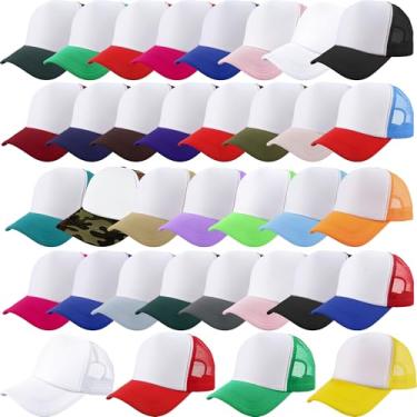 Imagem de SGBETTER 36 peças de boné de caminhoneiro infantil em branco sublimação boné de verão bola de verão para crianças escalada ao ar livre pesca (conjunto 1)