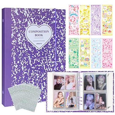 Imagem de Lora Rossie - Álbum de Fotos A5 com 240 Bolsos para Cartões Kpop, 30 Páginas Internas, 50 Capas Holográficas, Coleção de Cartões Fotográficos K-pop, Roxo