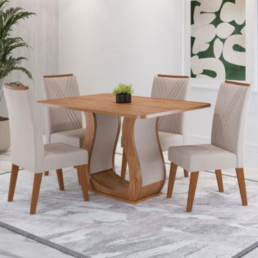 Imagem de Mesa de Jantar 4 Lugares Opala Marrom/Bege - Viero Móveis