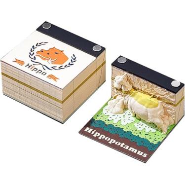 Imagem de Calendário 3d - Cão, Calendário De Peça De Tempo 2025 Calendário Destacável, Escultura Em Papel Panorâmico Escultura Em Papel 3d Ornamentos De Mesa Criativos, Rhinoceros