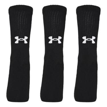 Imagem de 3 Pares Meia Unissex Under Armour Core Cotton Cano Alto, Preto, M 36-4