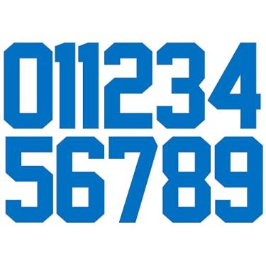 Imagem de TeeWin Kit De Números (0-9), 8" Altura Para Camiseta Esportiva, Futebol, Beisebol, Passar A Ferro, Transferência Térmica, Time, (Estilo A) (Azul-Celeste)