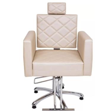Imagem de Cadeira Poltrona De Salão De Beleza Cabeleireiro Hidráulica Evidence Encosto Fixo (Bege)
