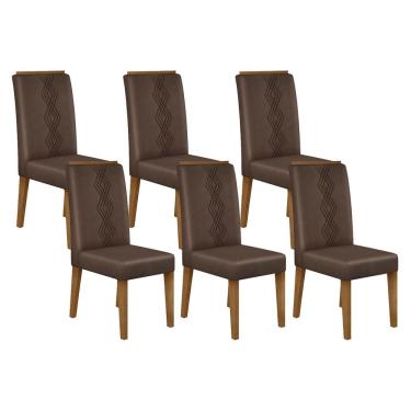 Imagem de Kit com 06 Cadeiras Yasmin Freijó Veludo Moca DJ Móveis