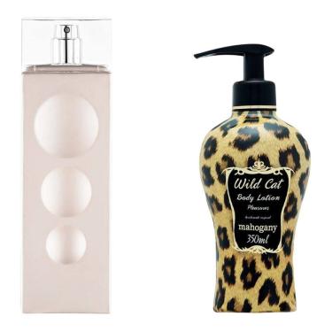 Imagem de KIT Fragrância Make Me Fever Off White + Hidratante Wild Cat Mahogany 350ml