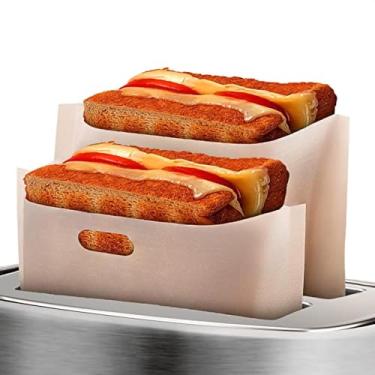 Imagem de Sacos de torradeira reutilizáveis antiaderentes (conjunto de 12), resistentes ao calor, sem glúten, para sanduíches de queijo grelhado