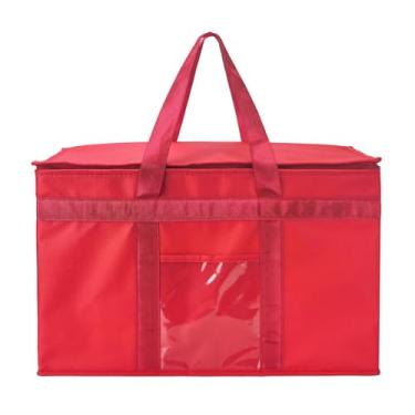 Imagem de Yalin Bolsa térmica grande 2GG, refrigerador de isopor para manter alimentos quentes ou frios, bolsa reutilizável com zíper duplo para compras de supermercado, 51 cm L x 33 cm A x 25 cm P (vermelho,