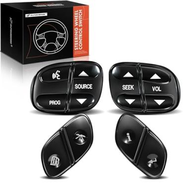 Imagem de A-Premium 4 botões de controle de volume para volante compatíveis com Chevrolet Silverado Tahoe Trailblazer GMC Sierra Yukon Hummer H2 2003-2007