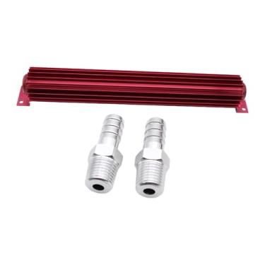 Imagem de Mqetly Refrigerador de transmissão de dois canais de 18", dissipador de calor de transmissão de duas passagens, ferramentas universais de alumínio para, Vermelho