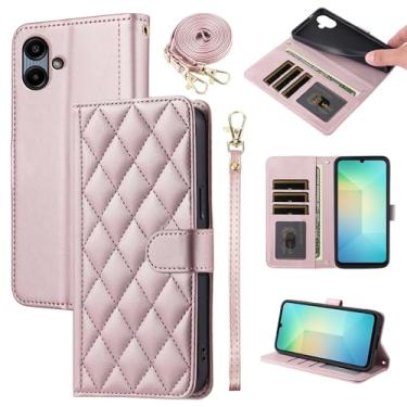 Imagem de Furiet Argyle Capa carteira para Samsung Galaxy A06 5G com alça removível para pulso/ombro slot para cartão bolsa fólio luxuosa couro PU acessórios capa de celular para Ao6 A 06 4G LTE mulheres homens
