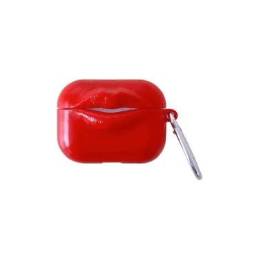 Imagem de Capa de airpods sexy 3D com lábios vermelhos para AirPods Pro com chaveiro - Linda capa protetora moderna retrô com lábios vermelhos e macia para meninas e mulheres legais (capa para fone de ouvido