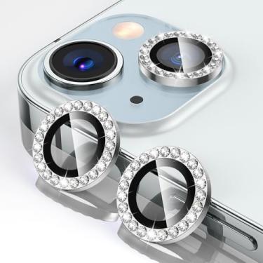Imagem de Tensea Protetor de lente de câmera para iPhone 15/iPhone 15 Plus, protetor de tela de vidro temperado 9H, transparente HD, anel individual de metal para iPhone 15 6,1 polegadas/15 Plus 6,7 polegadas