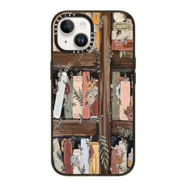 Imagem de CASETiFY Capa Impact para iPhone 14 [4X testada contra quedas de grau militar/proteção contra quedas de 2,5 metros/compatível com Magsafe] - Bookshelf Garden by KT's Canvases - Preto transparente