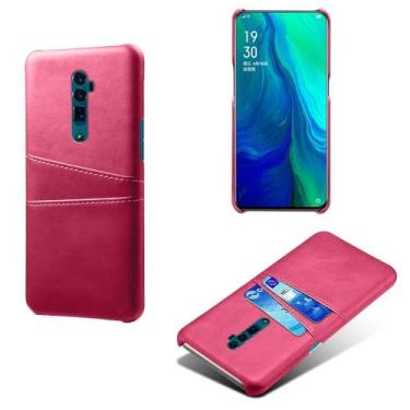 Imagem de Capas Compatível com OPPO RENO 10x Zoom,tampa protetora de couro falso,design de saco de cartão com 2 fendas de cartão atrás,proteção anti-impressão digital e anti-gota-Rose Red