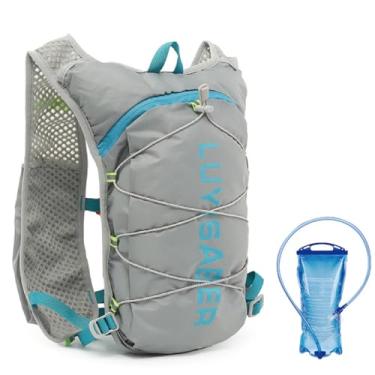 Imagem de JEELAD Colete de corrida leve para mulheres e homens, mochila de hidratação de 5L com bexiga de água de 2L para caminhadas, trilhas, equipamento de corrida, ciclismo, maratona (B-Cinza (5L) - com