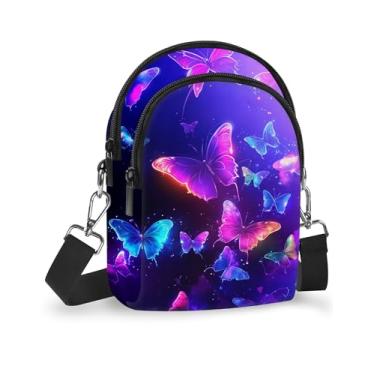 Imagem de Yrebyou Bolsa para celular pequena bolsa transversal feminina alça de ombro carteira casual viagem com alça ajustável, Roxo escuro, Tendência