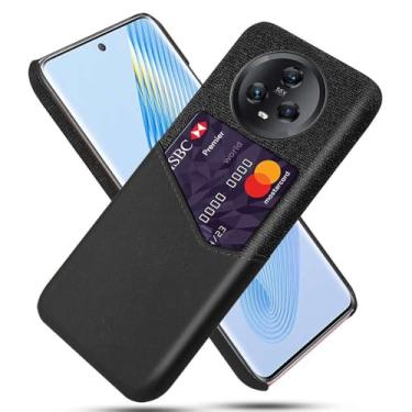 Imagem de Capa para Honor Magic5,Anti-deslizamento,Proteção contra quedas de 360°,Resistência à impressão digital,Tela e caso de couro PU com 1 slot de cartão atrás-Black