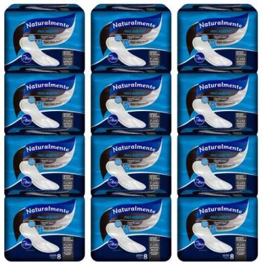 Imagem de Absorvente Sem Abas Noturno Kit com 12 Pacotes com 8 Unidades Naturalm