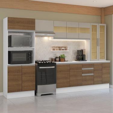 Imagem de Armário De Cozinha Completa 100% Mdf 310 Cm Smart Madesa 04 Branco/rustic/crema