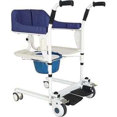 Imagem de Cadeira De Rodas De Chuveiro Sobre Vaso Sanitário, Cadeira Móvel De Alumínio Para Chuveiro, Com Almofada Removível E Cômoda, Com Fivela De Segurança Dupla E Alças De, Darkblue, ComfortEdition