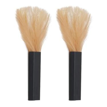 Imagem de Pretty Jolly Vaso de metal moderno para decoração de parede Boho Pampas, flores artificiais, escultura de parede interna para sala de estar, quarto, cáqui, conjunto de 2 preto