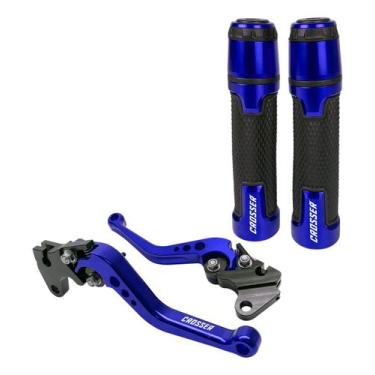 Imagem de Kit Manete E Manopla Moto Ybr Factor 125 Lona - Stark Race, Azul
