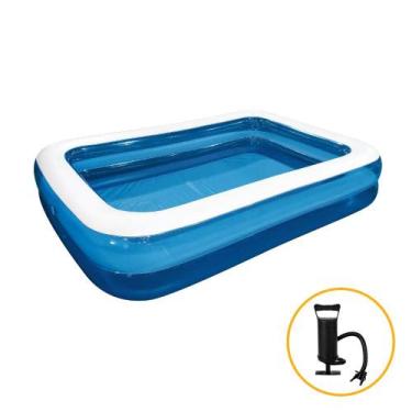 Imagem de Piscina Inflável Retangular Familiar 440 Litros com Bomba de Inflar Ji
