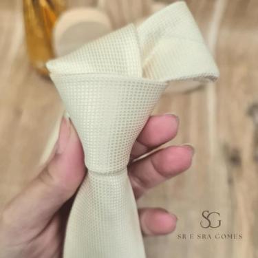 Imagem de Gravata champanhe tecido trabalhado quadradinho - Hero Men