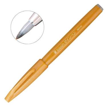 Imagem de Caneta Pincel Brush Sign Pentel Lettering Desenho Caligrafia, Amarelo 