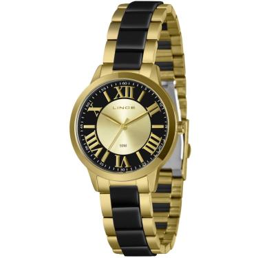 Imagem de Relógio LINCE feminino analógico dourado preto LRT4793L38 C3KP