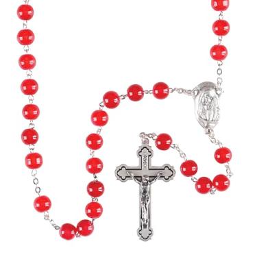 Imagem de Dicksons Colar de terço elegante, crucifixo clássico e medalha milagrosa, contas de oração católica para homens e mulheres – Presente religioso durável e feito à mão, Zinco, Sem Pedra Preciosa