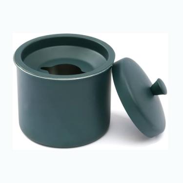 Imagem de Cinzeiro decorativo elegante com tampa 3 em 1 cinzeiro destacável de aço inoxidável 9,5 cm de diâmetro à prova de vento design anticinzas para uso interno home office pátio azul