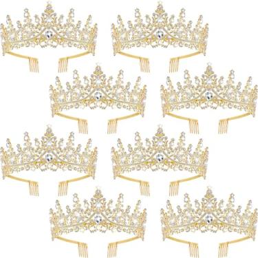 Imagem de Otoolling Tiaras e coroas femininas princesa cristal tiara coroa com pente strass acessórios de cabelo, Dourado, tamanho �nico