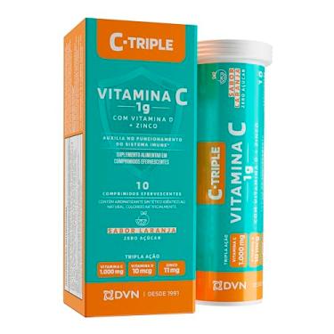 Imagem de Vitamina C Efervescente 1g + D 400 ui + Zinco 10 mg 10 Comprimidos - C-Triple - Imunidade e Antioxidante