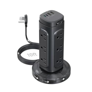 Imagem de TROND Filtro De Linha Semi-Retrátil - Filtro De Linha Com Plugue Plano E Protetor Contra Surtos Com Usb C Pd 20 W, Cabo De Extensão De 10 Pés Com Várias Tomadas, 1700 Joules, Itens Essenciais Para D