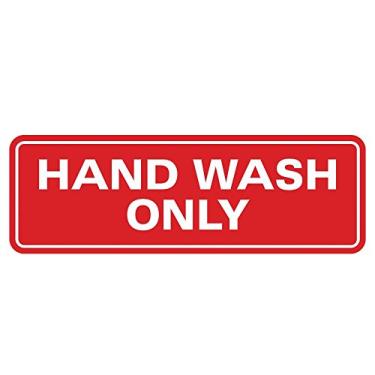 Imagem de All Quality Placa de parede ou porta padrão para lavagem à mão apenas | Pia de cozinha com fácil instalação | Higiene e segurança alimentar - vermelha - pequena (pacote com 5)