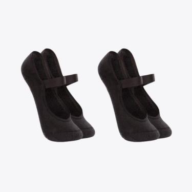 Imagem de Kit 2 Pares de Meias Lupo Sapatilha Antiderrapante 04945-102, Preto, P