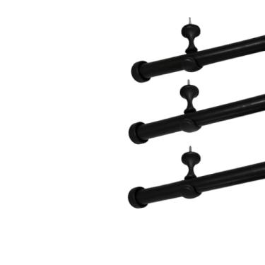 Imagem de Kit com 3 Varões de Madeira Para Cortina Simples 2,00 Metros 19mm Varão com Ponteira (Preto)