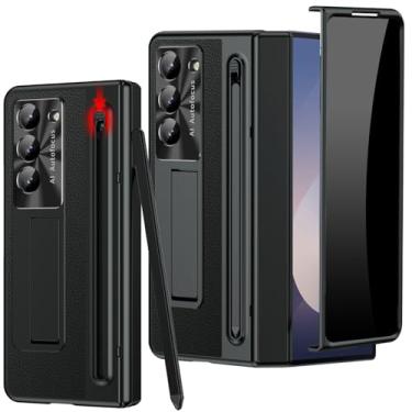 Imagem de YQODSZ Capa para Samsung Galaxy Z Fold 6 com suporte para caneta S e caneta, capa dobrável de couro PU 6 com protetor de tela de privacidade integrado, capa protetora fina com suporte para Z Fold 6