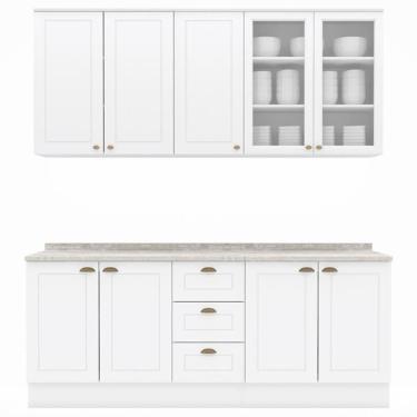 Imagem de Cozinha Modulada 200 Cm Ce854 Americana Branco Calcare Henn