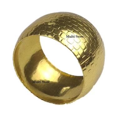 Imagem de KIT 04 Argola Porta Guardanapo Anel Argola Laminada Dourado Metal Luxo