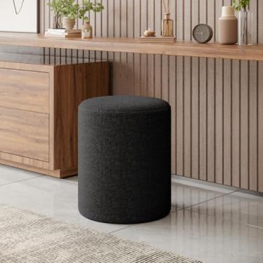 Imagem de PUFF Closet Penteadeira Banco Cilindro Redondo BOUCLE PRETO 42cm x 34cm.DAKOTA